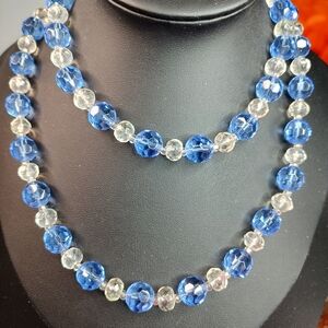 Blue And Clear Crystal Necklace
